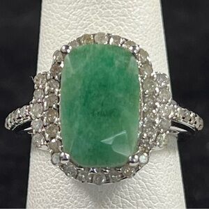 Emerald • Moissanite Halo Sterling Silver Ring